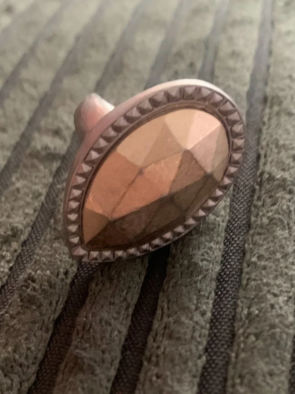 Silver and Gold Textured Teardrop Cocktail Ring (Size 7)